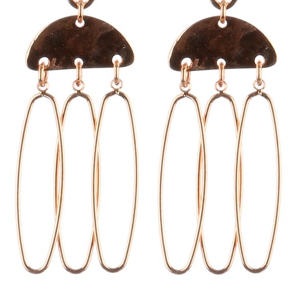 Fun Geo Earrings Rose Gold Dangle Post - Picture 1 of 2